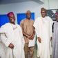 L-R Chief Bisi Akande, Dele Alake, President-elect General Muhammadu Buhari, National leader of APC Asiwaju Bola Tinubu and Governor Ibikunle Amosun during a courtesy visit in Abuja on Tuesday, 21 April 2015.