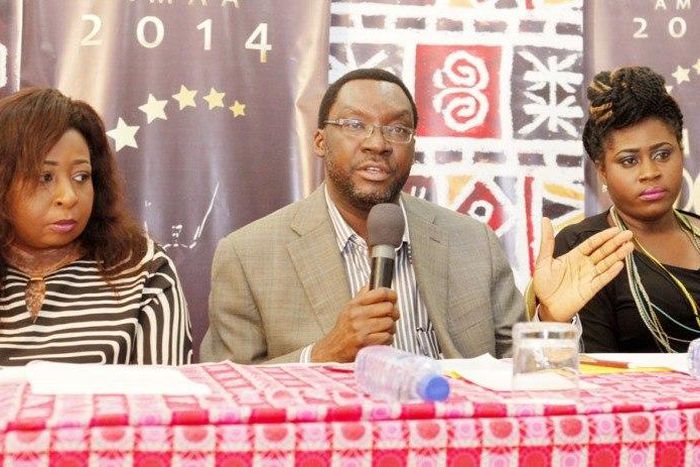 Peace Anyiam Osigwe, Steve Ayorinde and Ghanaian actress,Lydia Forson at the media briefing for the 2014 AMAA