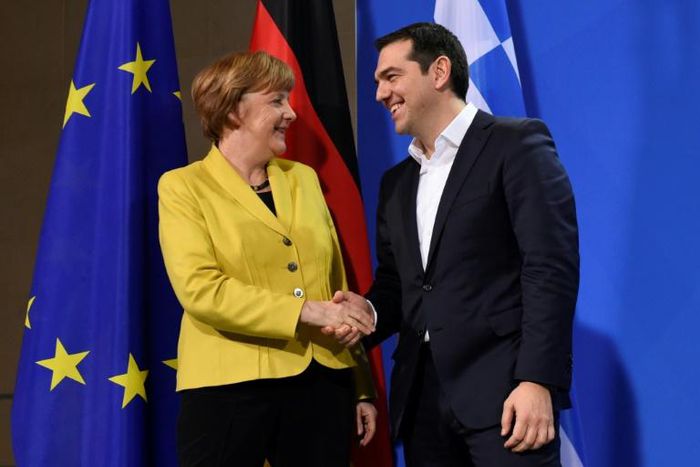 Merkel, seen welcoming Greek Prime Minister Alexis Tsipras to Berlin in 2015, will be making her first visit to Greece since 2014 -- when she faced angry anti-austerity protests