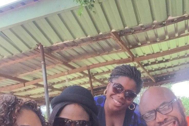 Tana Adelana, Bayray McNwizu, Chika Chukwu and Yaw on set of 'The Harvest'.