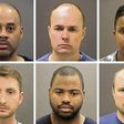 The six Baltimore Police officers who were charged on Friday in the death of Freddie Gray, from top left: Officer Caesar Goodson; Lt. Brian Rice; Sgt. Alicia White; Officer Garrett Miller; Officer William Porter; and Officer Edward Nero.