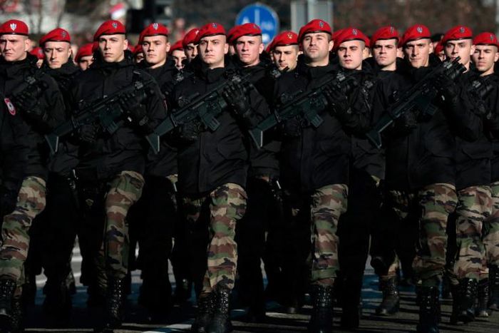 Security forces and armoured vehicles filed through the northern town of Banja Luka, capital of the Bosnian Serb-run entity for the event, which is opposed by Muslims in Bosnia