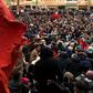Moroccans in Jerada protest on December 27, 2017 after the funeral of two brothers who died while digging in an abandoned mine