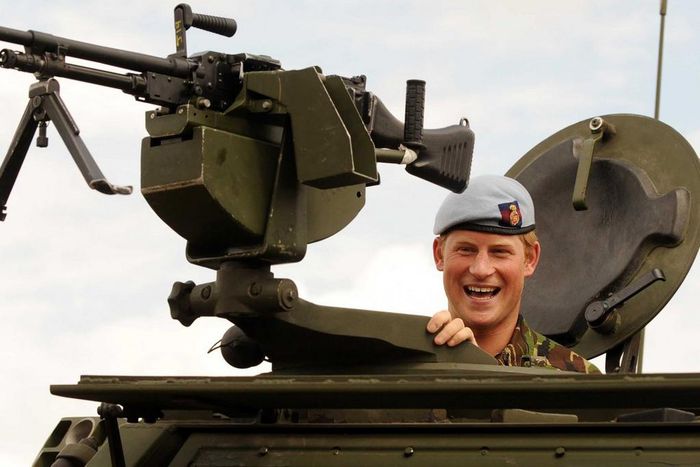 Prince Harry in a British Army vehicle