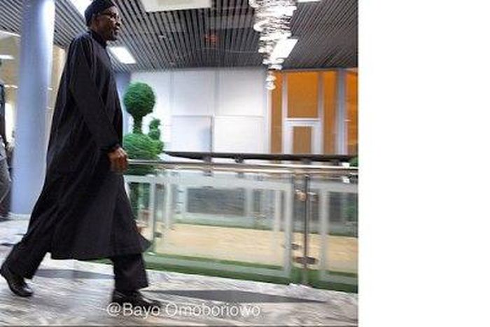 President-elect, Muhammadu Buhari arrives in Abuja on May 28, 2015 