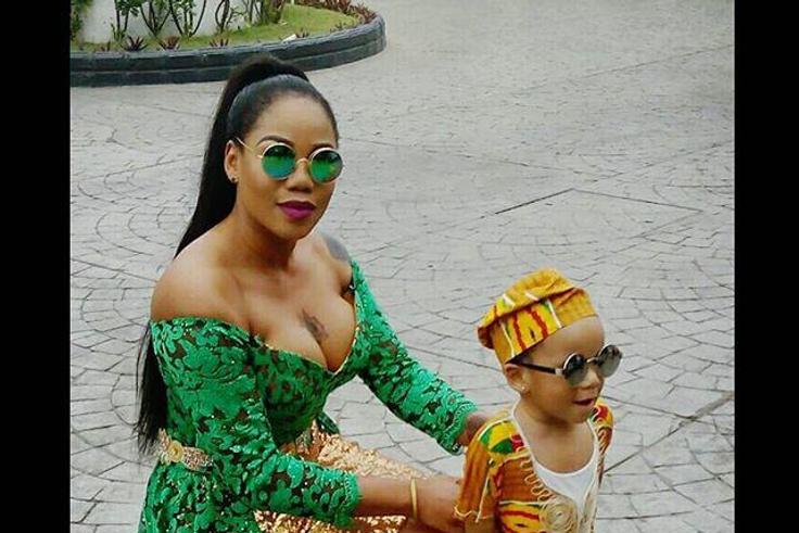 Toyin Lawani and her 1yr old son, stepping out for a wedding ceremony on Sunday