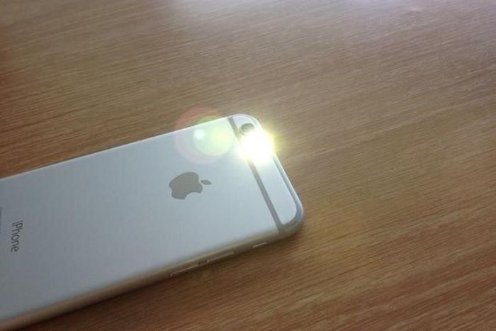 iPhone 6 with flashing LED light.