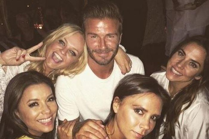 David Beckham supprounded by Spice Girls and Eva Longoria in Morocco