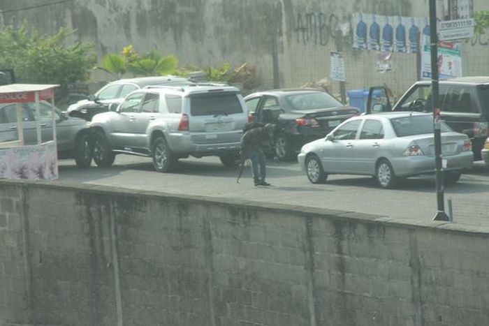 A scene from a robbery in Lekki, Lagos on March 12, 2015