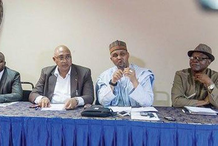 L-R: Mr Biodun Omotunde, Babs Fashanu, Rilwanu Abdusalami, and Ngwobia Okereke, at the breifing in Lagos.