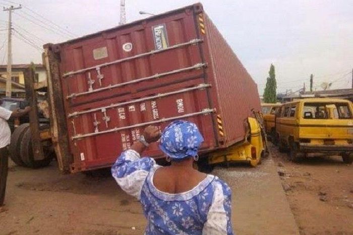 A container accident in Lagos