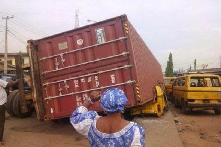 A container accident in Lagos