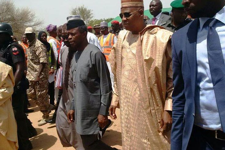 Vice President, Yemi Osinbajo visits IDP camp in Borno State.