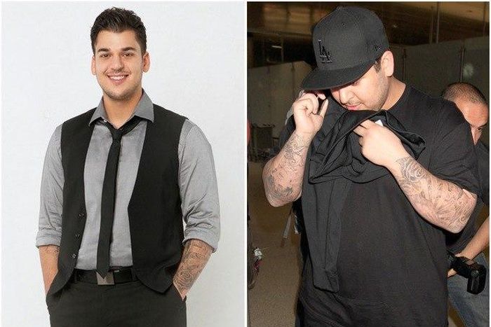 Rob Kardashian while competing on the show in 2011 (left) and in May of 2014