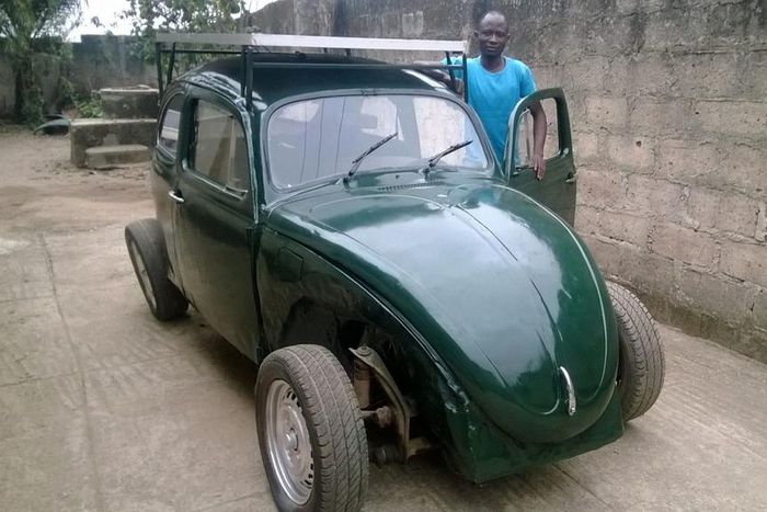 Oyeyiola with his solar and wind powered car.