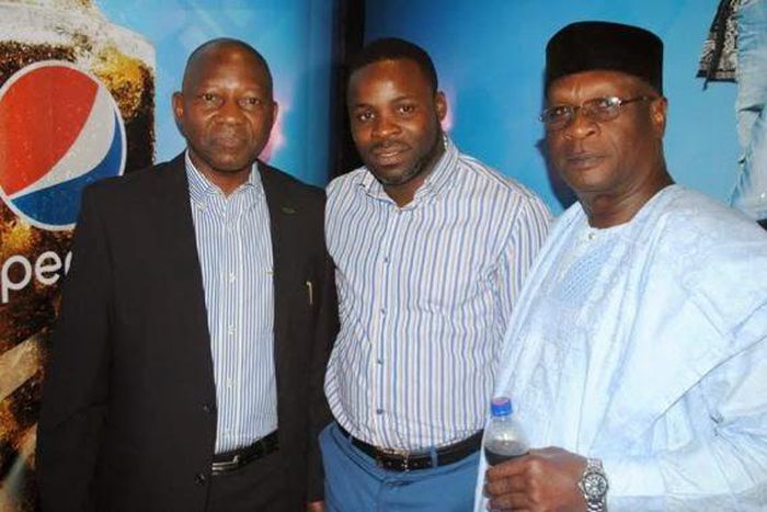 A representative of the Bank of Industry, Muyideen Oladapo and Olumide Bakare at the opening