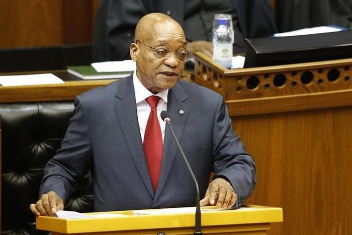South Africa's President Jacob Zuma responds to questions on his State of the Nation address at Parliament in Cape Town February 19, 2015. REUTERS/Mike Hutchings