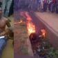 The suspect before her was set ablaze