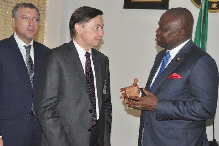 Lagos State Governor, Akinwunmi Ambode meets with French Ambassador to Nigeria, Denys Gauer on July 15, 2015.