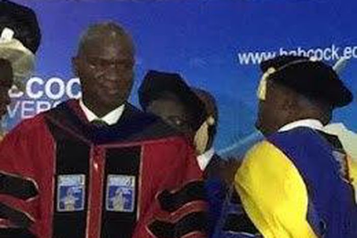 Former Lagos State Governor, Babatunde Fashola receives honorary doctorate from Babcock University.