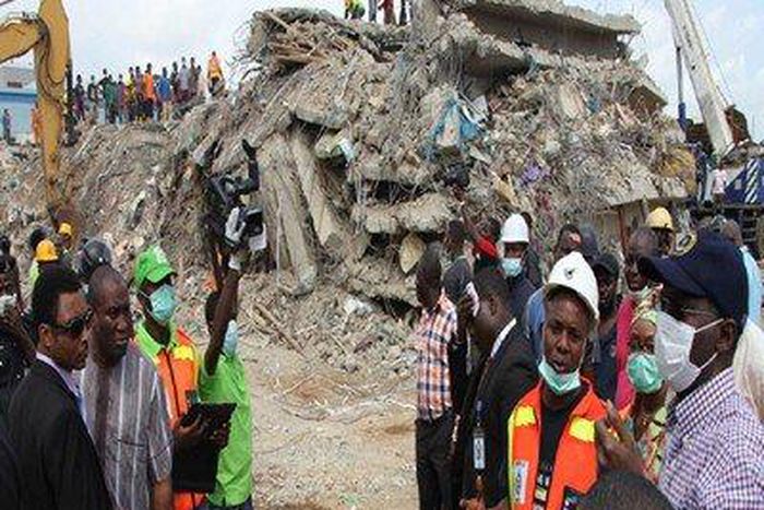The collapsed building at the Synagogue Church Of All Nations