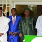 Niger's President Mahamadou Issoufou, Benin's President Thomas Boni Yayi, Chad's President Idriss Deby and Nigeria's President Muhammadu Buhari (L-R) pose during the presentation of the communique of the Summit of Heads of State and Government of The L...