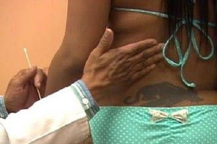 The woman with two private parts.