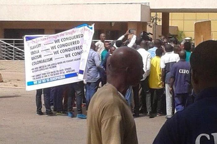 Nigerians protest against xenophobic attacks in front of SA High Commission