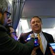 US Secretary of State Mike Pompeo speaks with the press as he flies to the Middle East on January 7, 2019