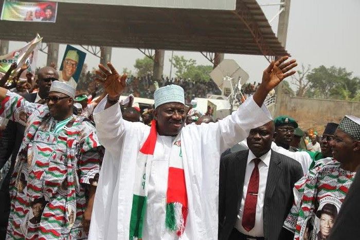 President Goodluck Jonathan at Kwara PDP rally before the 2015 general elections.