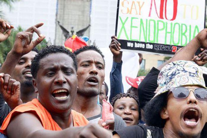 Hundreds of people marched against the anti-immigrant violence that has hit Durban