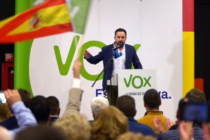 Spain's far-right party Vox, formed in late 2013 and led by former Popular Party member Santiago Abascal (pictured November 2018), says it would vote in favour of a conservative government in Andalusia