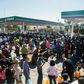 Hundreds of people line up to buy gasoline at a station in Morelia, Mexico amid spiralling shortages