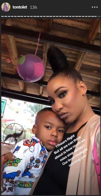 Tonto Dikeh hints on being married after posting this photo with a caption where she said her son has a step dad [Instagram/TontoDikeh]