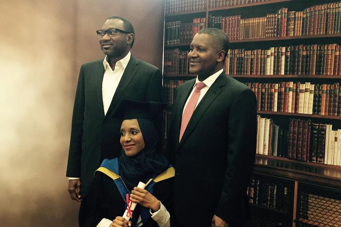 Billionaires Dangote, Otedola with the graduand.