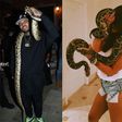Different pictures showing the estranged lovers' playtime with the snakes at the party