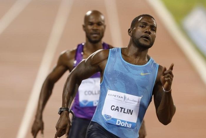 Justin Gatlin from the U.S. competes in the men's 100 meters event during the Diamond League meeting in Doha, Qatar May 15, 2015.  REUTERS/AK Bijuraj
