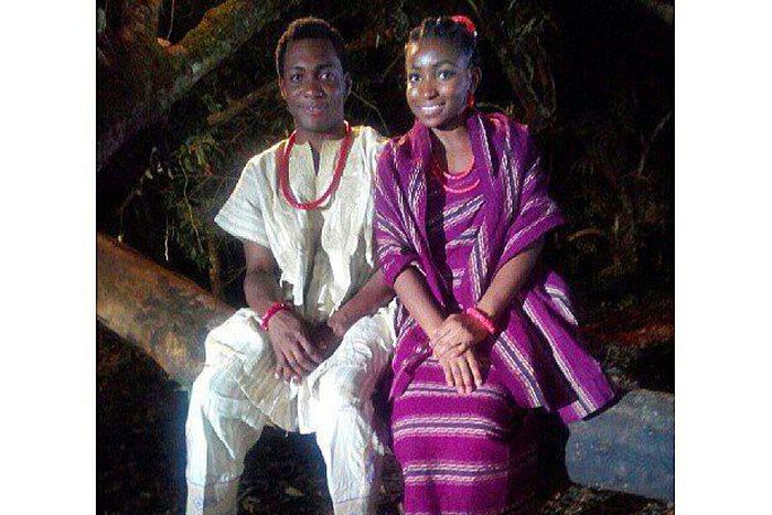 Omowuni Dada and Tope Tedela on set of 'The Wish of Oba Ari'