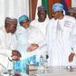 President Muhammadu Buhari meets with aviation sector executives on August 5, 2015 in Abuja