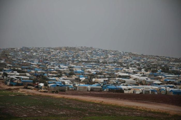 A general view of a camp for displaced people in the village of Atme, in Syria's mostly rebel-held northern Idlib province