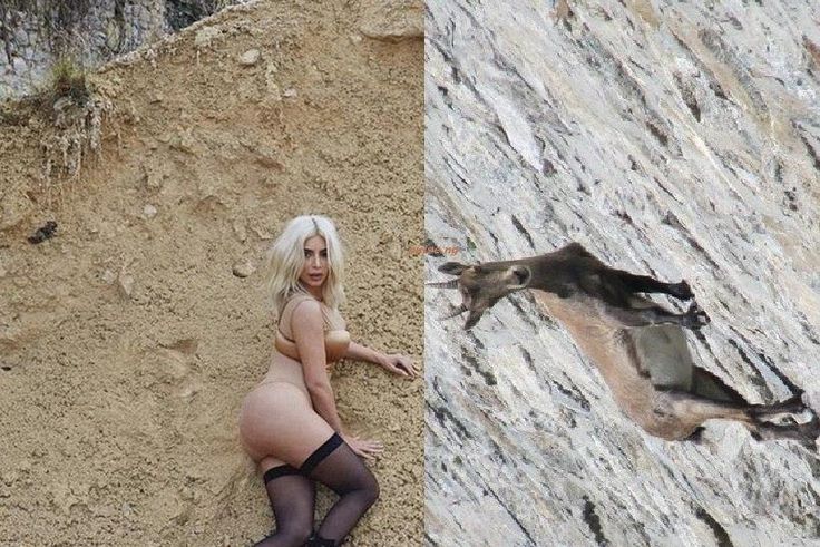Kim Kardashian's system magazine shoot compared to mountain goat
