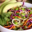 Edamame and cucumber noodle salad with creamy ginger dressing