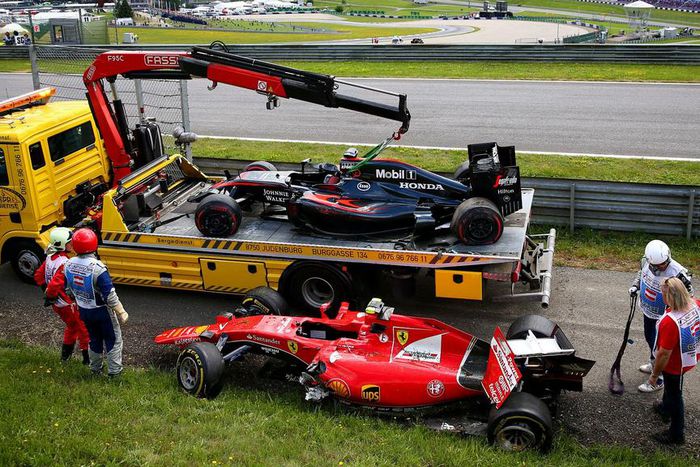 Kimi Raikkonen and Fernando Alonso escape further action after crash
