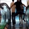A Chinese man's style of moving in an escalator