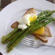 Roasted asparagus and poached eggs