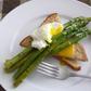 Roasted asparagus and poached eggs