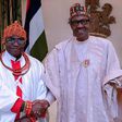 Oba of Benin, His Royal Majesty, Omo N’Oba Uku Akpolokpolo, Oba Ewuare II (L) and President Buhari (R)