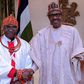 Oba of Benin, His Royal Majesty, Omo N’Oba Uku Akpolokpolo, Oba Ewuare II (L) and President Buhari (R)