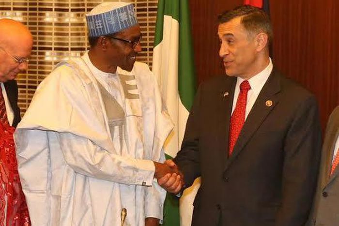 President Muhammadu Buhari meets US congress delegation on August 3, 2015.