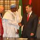 President Muhammadu Buhari meets US congress delegation on August 3, 2015.